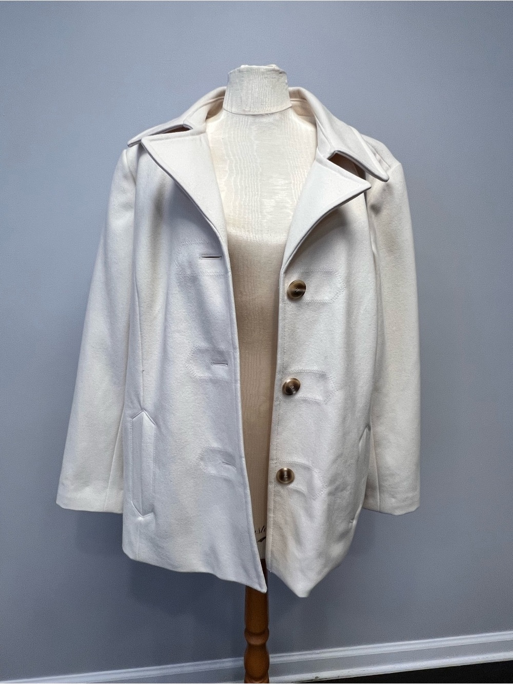 GAP Cream Button-Front Pea Coat